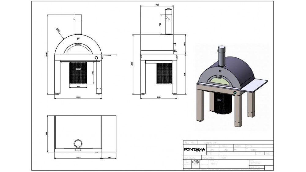 Fontana Riviera Wood Pizza Oven With Trolley